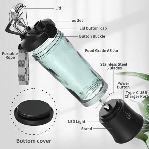 Portable USB‑Rechargeable Blender Bottle